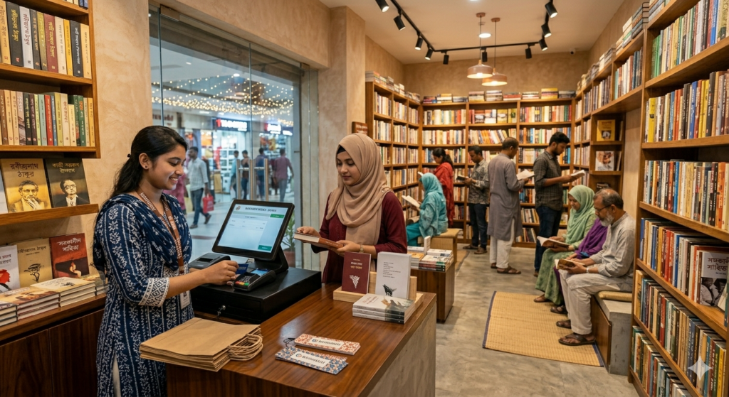 Bookstore with modern POS system in Bangladesh