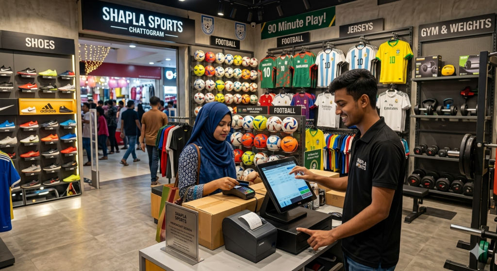 Sports goods shop with modern POS system in Banglades